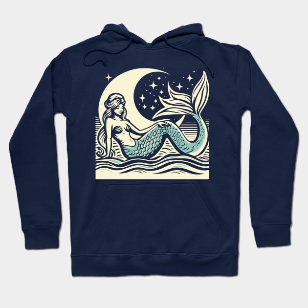 Linocut Mermaid Hoodie by n23tees